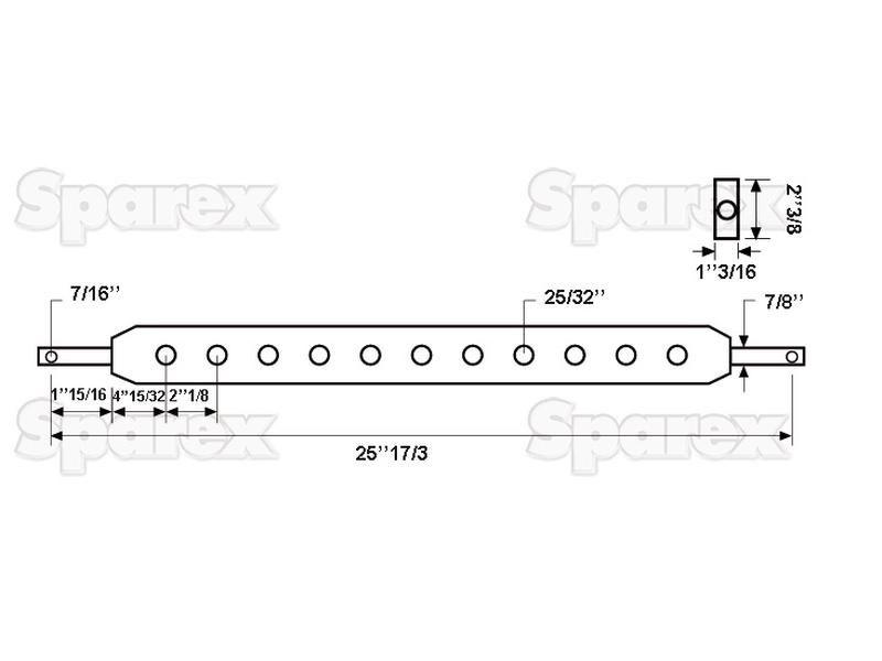 Linkage Drawbar (Cat. 1) No. holes: 7, 648mm