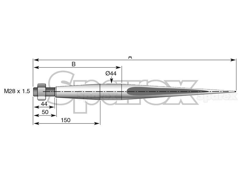 Straight Loader Tine | 1400mm for Kverneland (241163, 241163M28)