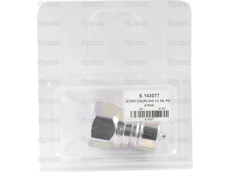 Faster Quick Release Hydraulic Coupling Male 3/4'' Body x 3/4'' BSP Female Thread (Agripak 1pc.) Faster S.p.A (ANV34GASM)
