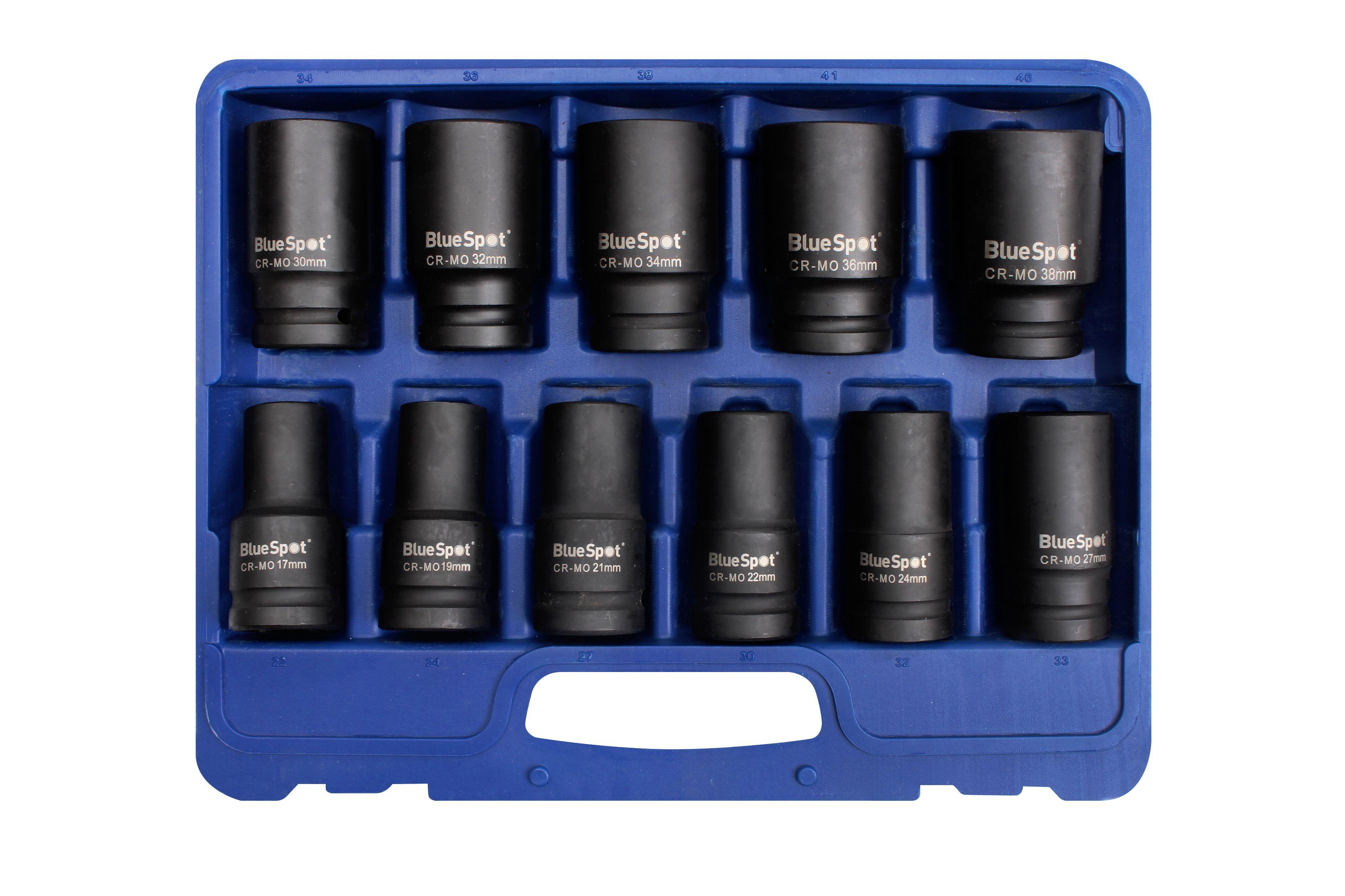 Blue Spot Tools 11 PCE 3/4" Metric Deep Impact Sockets (17-38mm)