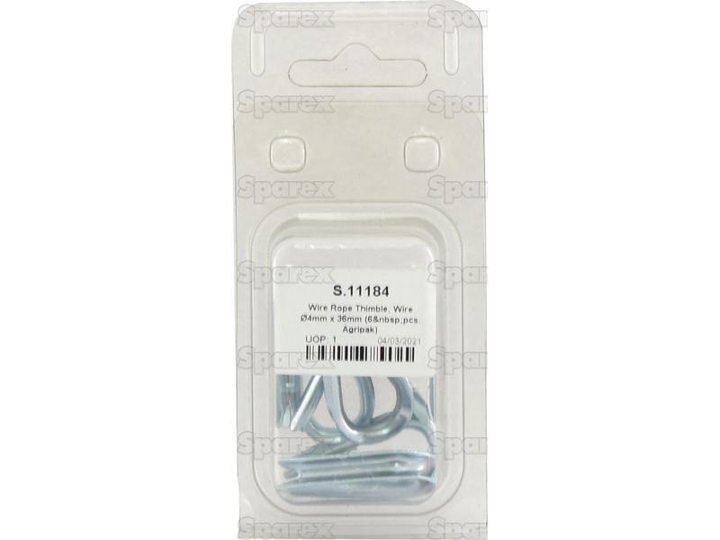 Wire Rope Thimble, Wire Ø4mm x 36mm (6 pcs. Agripak)