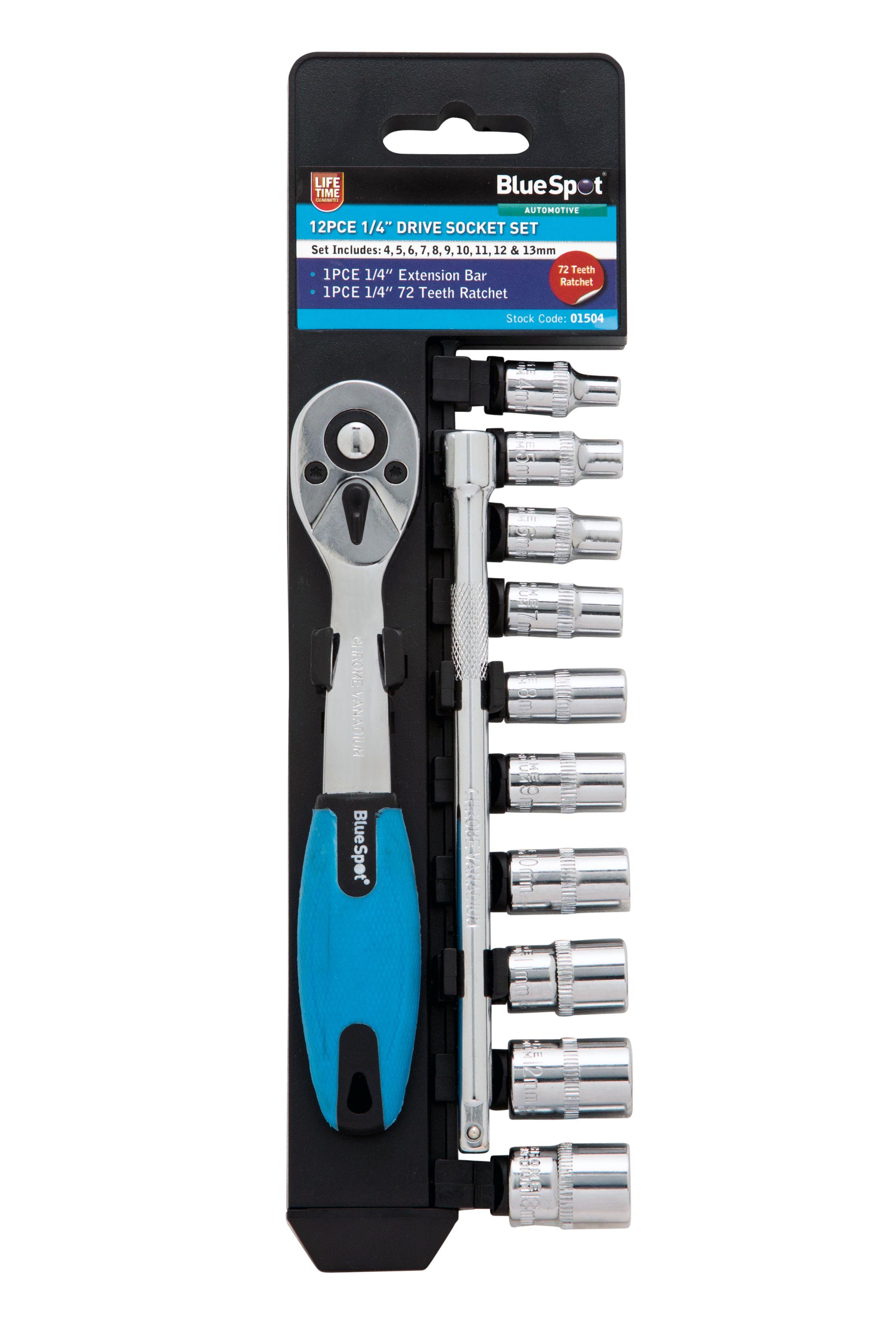 Blue Spot Tools 12 PCE 1/4" Ratchet & Socket Set