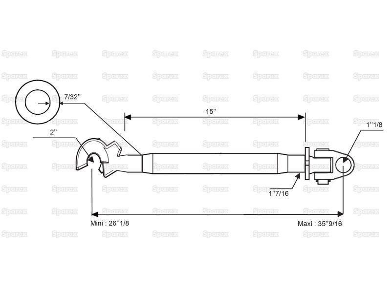 Top Link Heavy Duty (Cat.28mm/2) Knuckle and Q.R. Hook, M36x3, Min. Length: 600mm. for Ford New Holland TM120 (TM Series)
