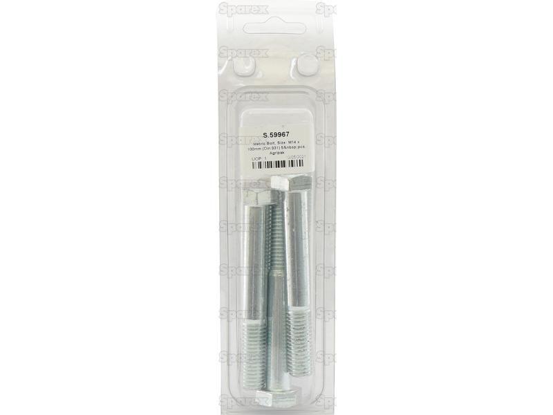 Metric Bolt, Size: M14 x 100mm (Din 931) 5 pcs. Agripak