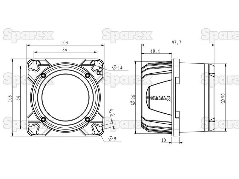 LED Work Light (Cree High Power), Interference: Class 3, 3000 Lumens, 10-36V for Fendt, Massey Ferguson, Claas, Lindner, Steyr, HELLA LTD
