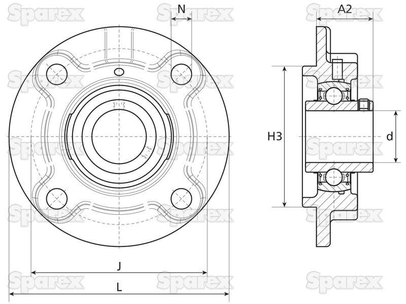 NTN SNR Four-Bolt Flanged Unit (UCFC212)