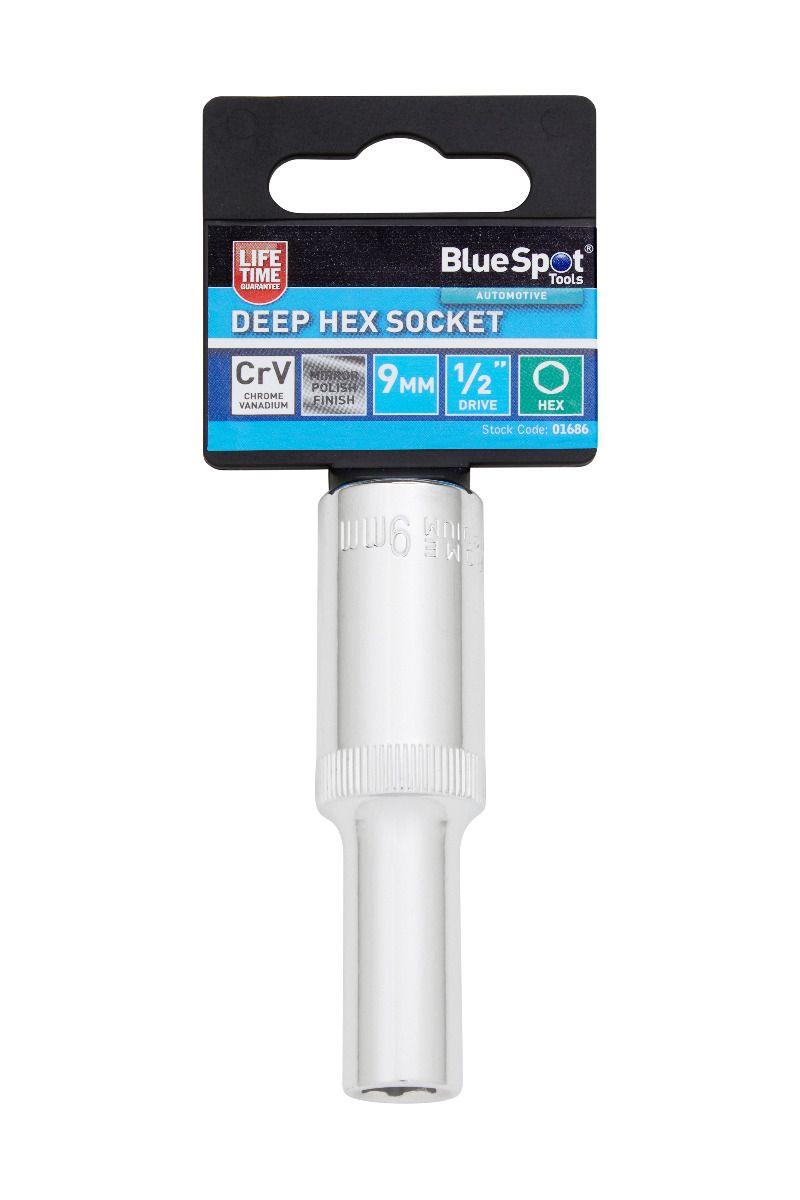 Blue Spot Tools Individual 9mm 1/2" Deep Hex Socket