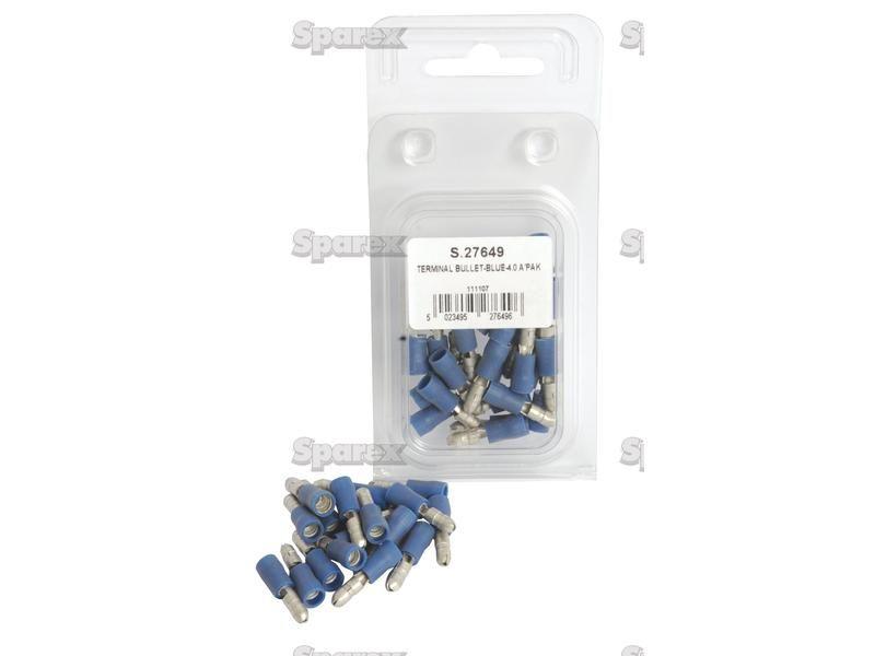 Pre Insulated Bullet Terminal, Standard Crimp - Male, 4.0mm, Blue (1.5 - 2.5mm) (Agripak 25 pcs.)