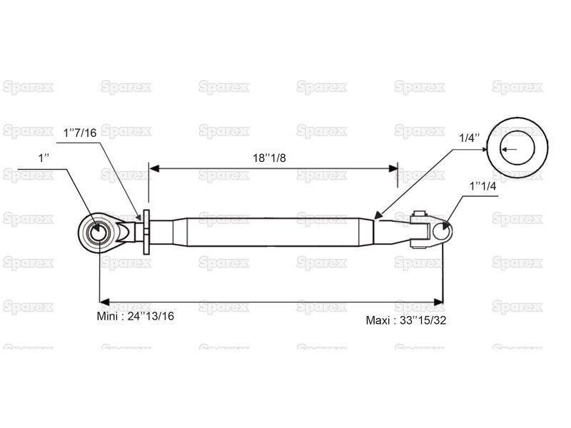 Top Link Heavy Duty (Cat.3/2) Knuckle and Ball, Min. Length: 630mm.