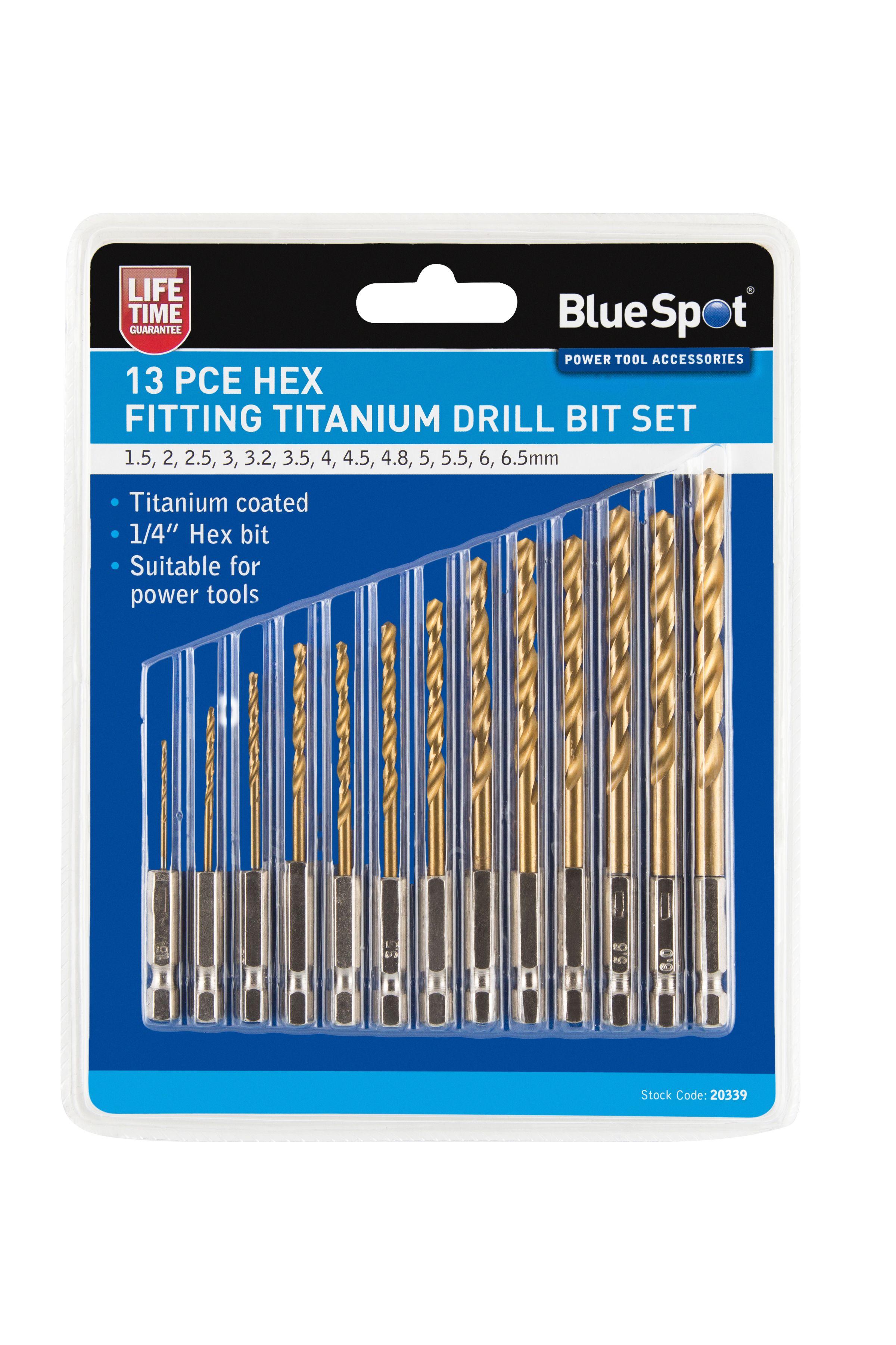 Blue Spot Tools 13 PCE Hex Fitting Titanium Drill Bit Set