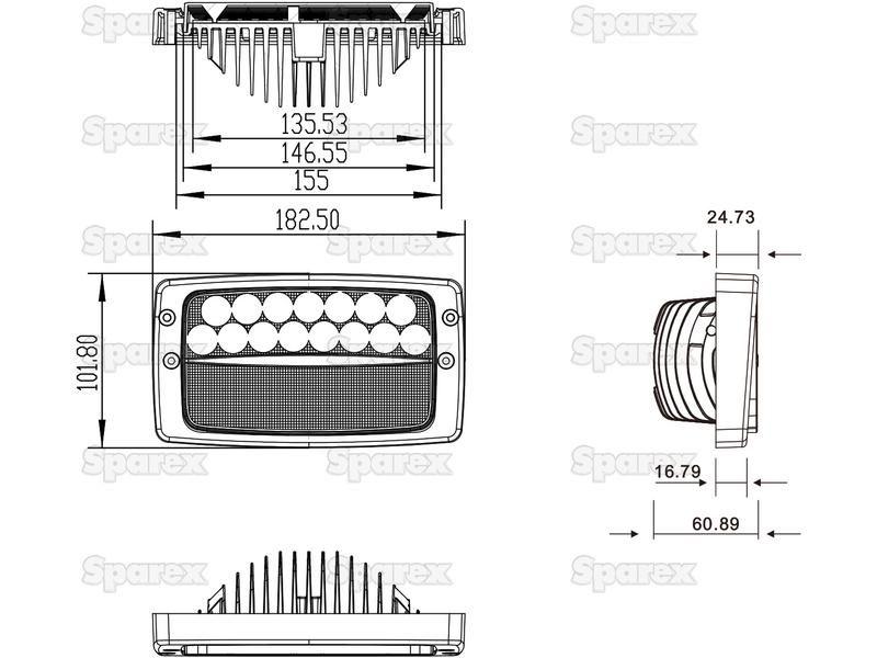 LED Work Light, Interference: Class 3, 5400 Lumens Raw, 10-30V for Fendt FARMER 240 S