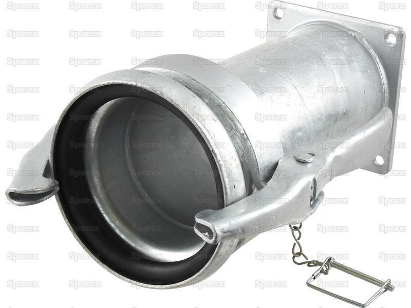 Coupling with Square Flange Long - Female 6'' (159mm) x 6'' (150mm) (Galvanised)