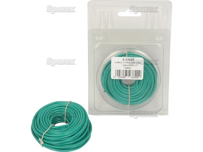 Electrical Cable - 1 Core, 2mm°² Cable, Green (Length: 10M), (Agripak)