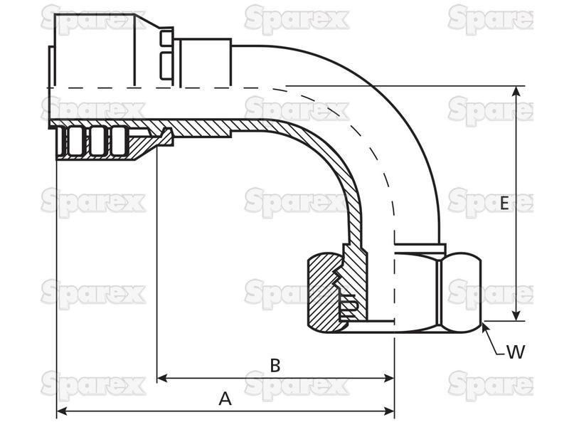 Parker Metric Hose Insert 3/4'' x M26 x 1.50  Female 90° Swept Swivel Light Series