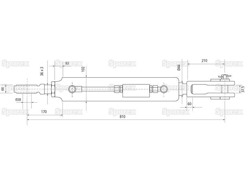 Hydraulic Levelling Box (Supplied with: Hoses), Min. Length: 810mm, Cylinder Bore: 90mm. for Massey Ferguson, Challenger