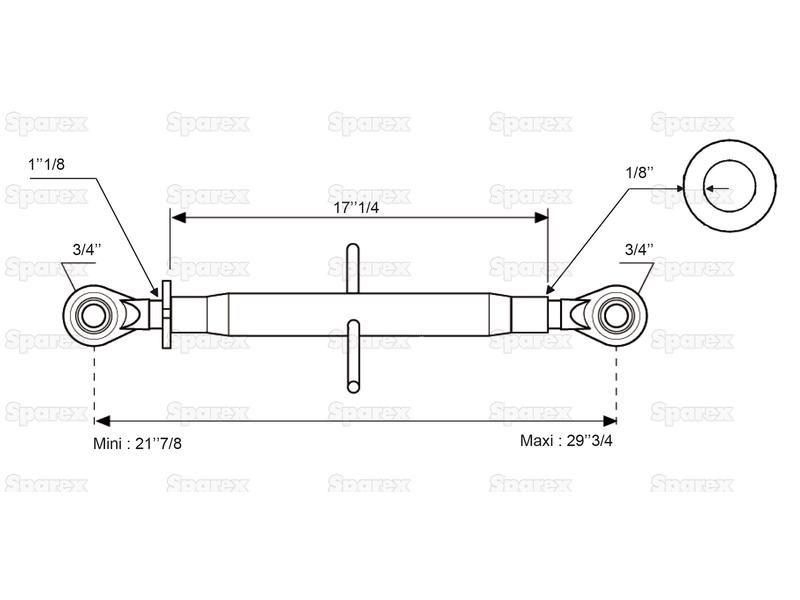 Top Link Standard Duty (Cat.1/1) Ball and Ball, Min. Length: 555mm.