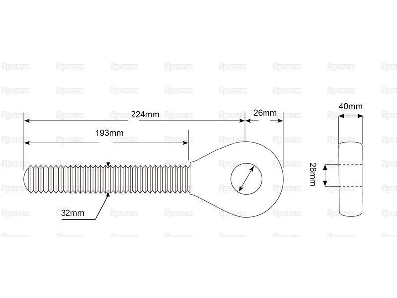 Hydraulic Top Link Threaded Eye (RH)