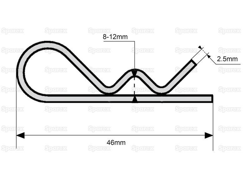 Grip Clip - Single Wound, Clip Ø2.5mm x 46mm for Massey Ferguson 690 (600 Series)