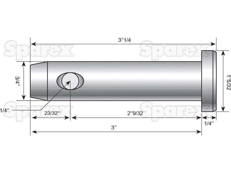 Top link pin 19x58mm Cat. 1 for John Deere, Massey Ferguson, Valmet & Valtra, Challenger, Case IH
