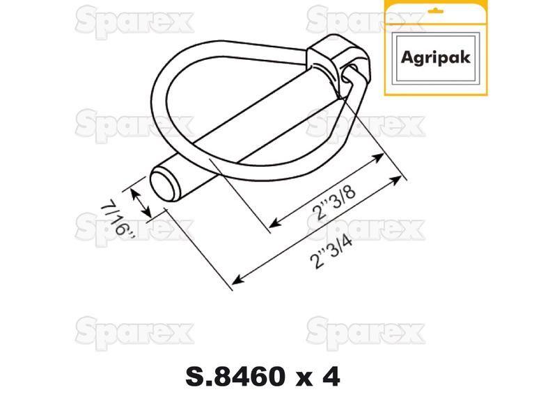 Pear Linch Pin, Pin Ø11mm x 70mm (4 pcs. Agripak) Vicon (090094887)