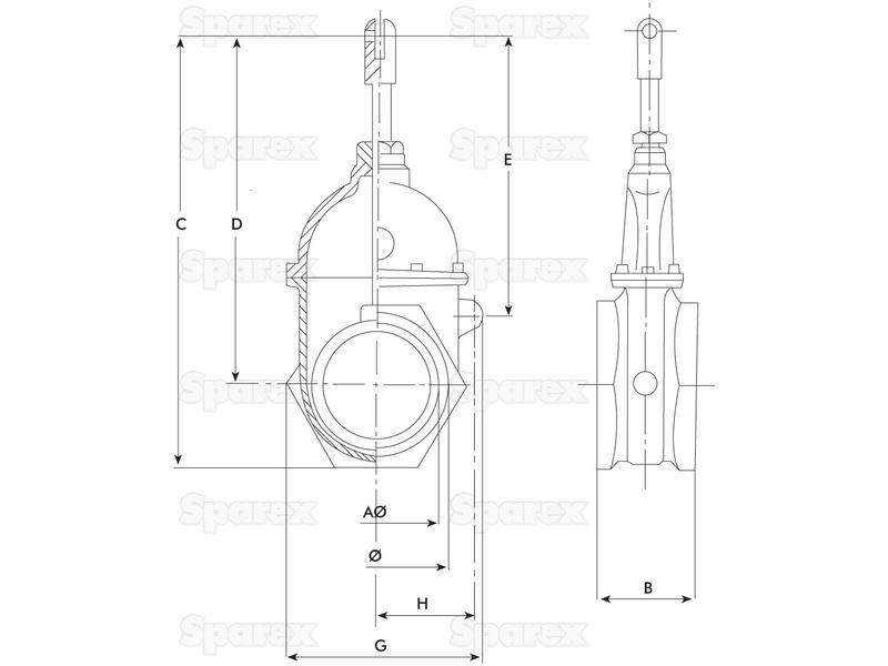 Gate valve - Double threaded - Heavy duty 6''
