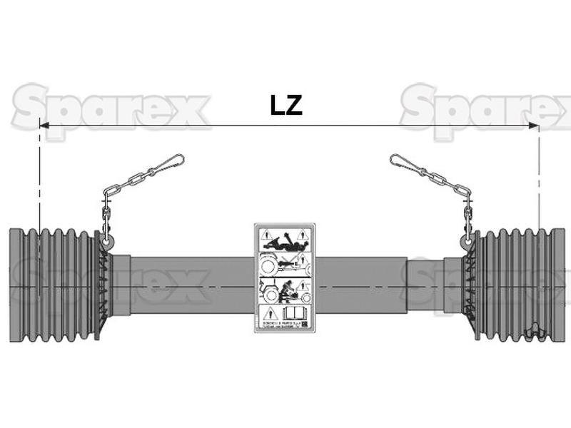 PTO Guard Global G3, Global G4 (Lz) Length: 1210mm (Supplied with 1 x 47mm & 1 x 54mm Rings) Bondioli & Pavesi (5CG3121FXSS, 5CG4121FXSS)