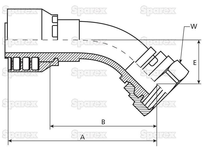 Parker BSP Hose Insert 3/8'' x 1/2'' x 14'' Female 135° Swept Swivel PARKER HANNIFIN (1B148-8-6)