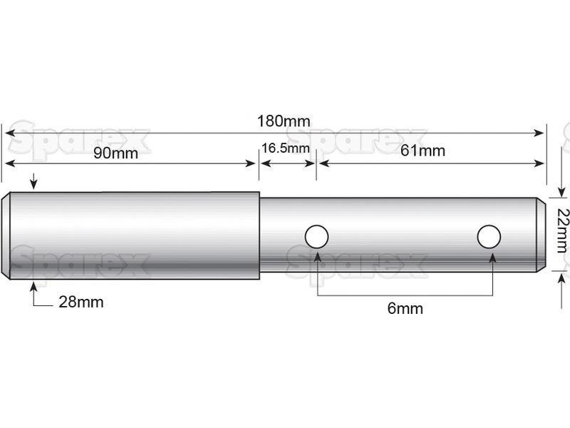 Lower link implement pin dual 22 - 28x180mm, Thread size  Thread size 1/2 for Vicon VARIOUS