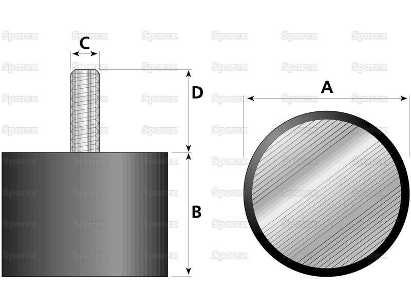 Anti Vibration Mount - Bolt to Foot, Ø20mm.