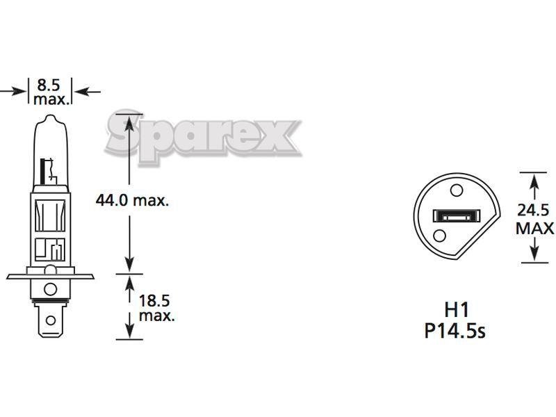 Halogen Plough Bulb, 12V, 55W, P14.5s Base Fiat, Lucas