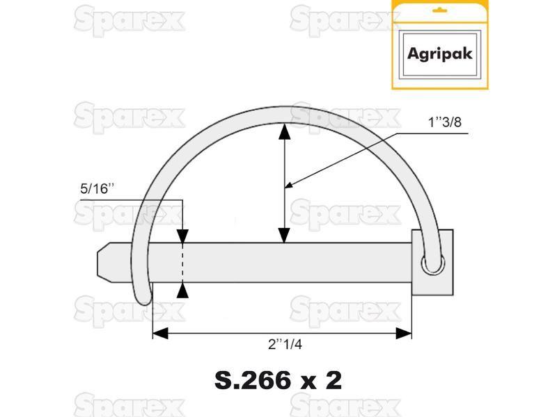 Shaft Locking Pin, Pin Ø8mm x 57mm (2 pcs. Agripak)