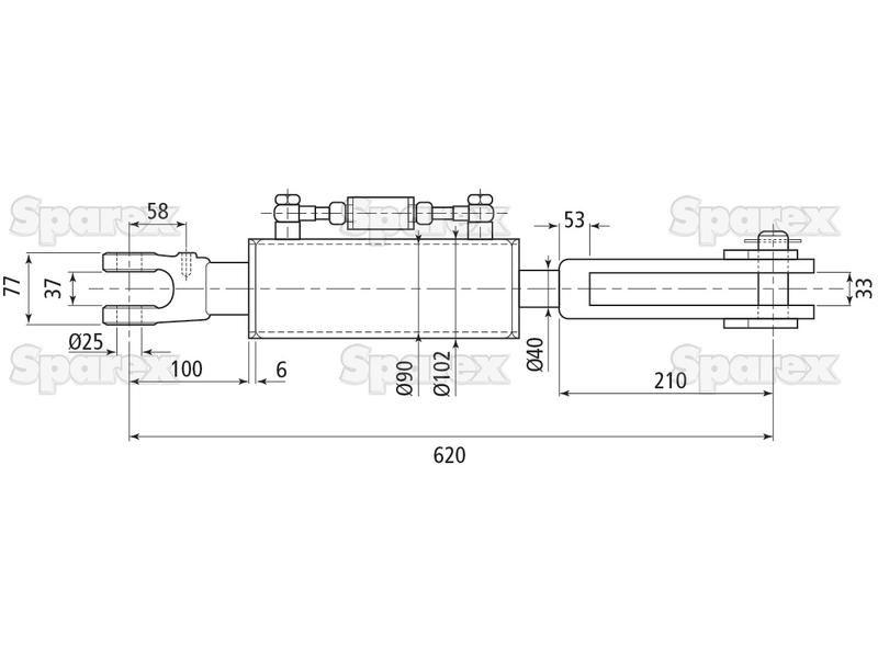 Hydraulic Levelling Box (Supplied with: Hoses), Min. Length: 620mm, Cylinder Bore: 90mm. for Steyr 6125 Profi (Profi Series)