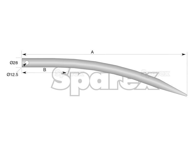 Curved Loader Tine | 600mm for Stoll, VAN LENGERICH (0454440)