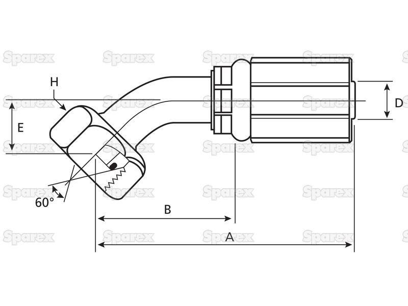 Gates BSP 60° Hose Insert 1/2'' x 5/8'''' Female 135° Swept Swivel Gates (Belts) (8G10FBSPORX45)