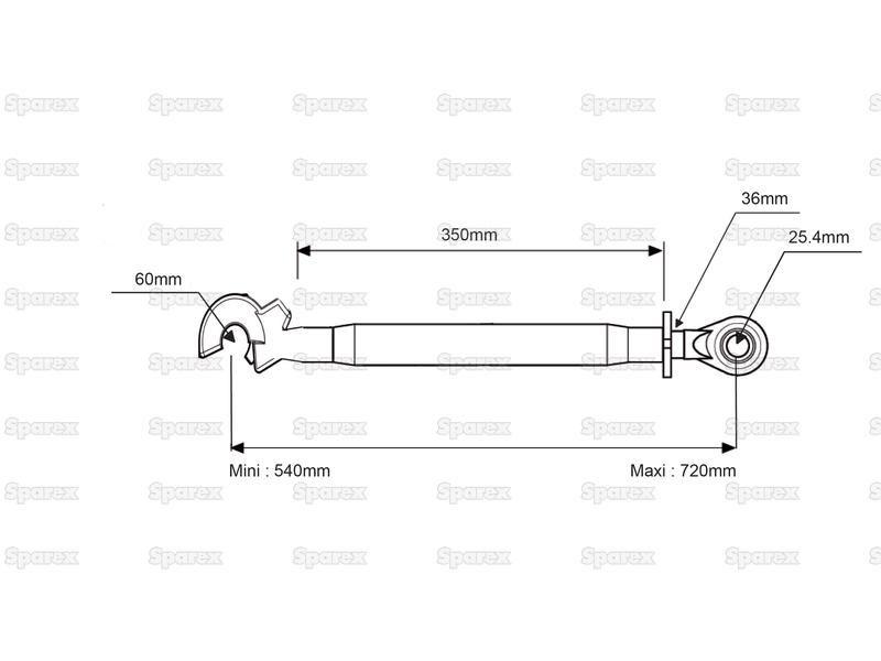 Top Link Heavy Duty (Cat.2/3) Ball and Q.R. Hook, Min. Length: 540mm.