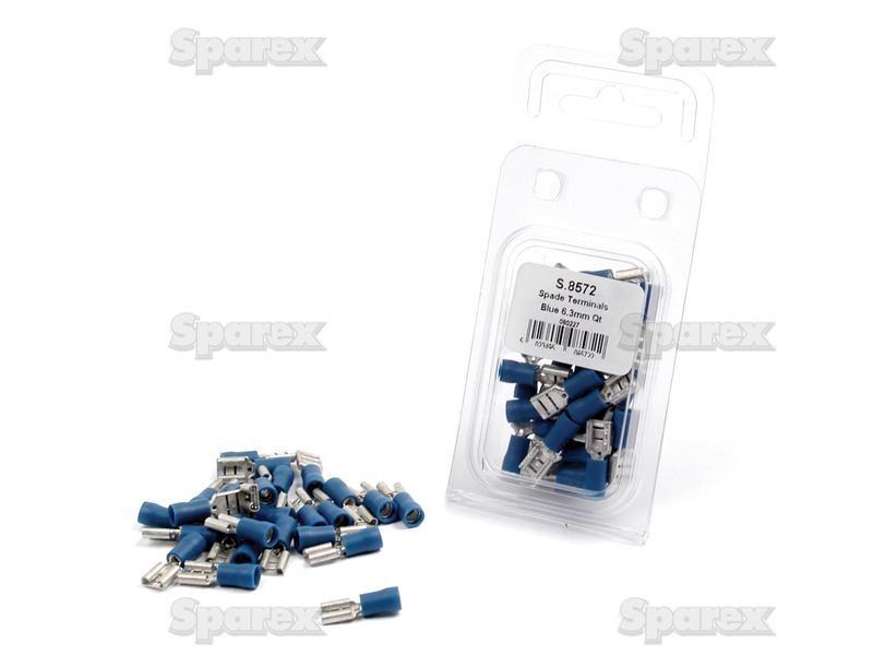 Pre Insulated Spade Terminal, Standard Crimp - Female, 6.3mm, Blue (1.5 - 2.5mm) (Agripak 25 pcs.)
