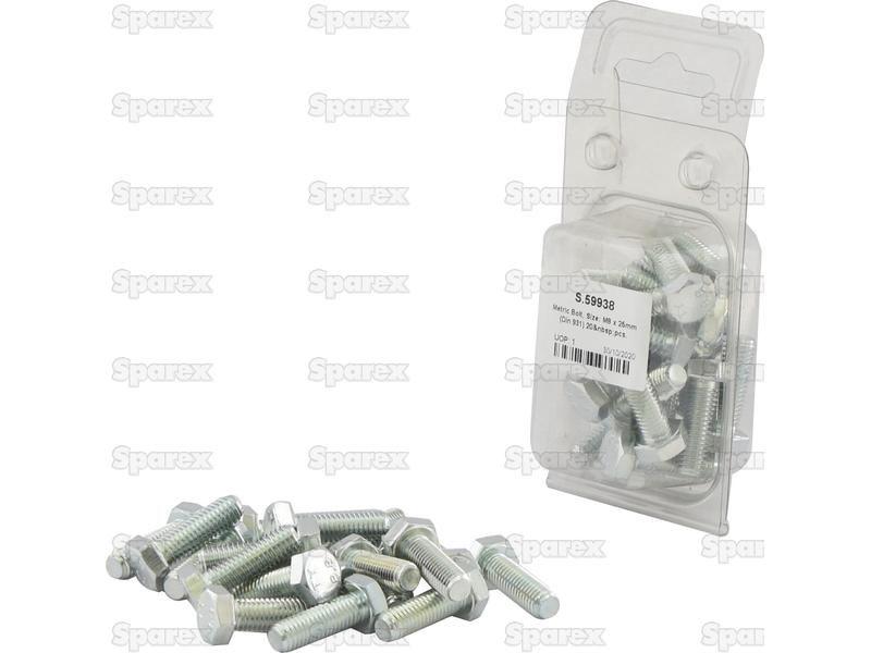 Metric Bolt, Size: M8 x 25mm (Din 931) 20 pcs. Agripak