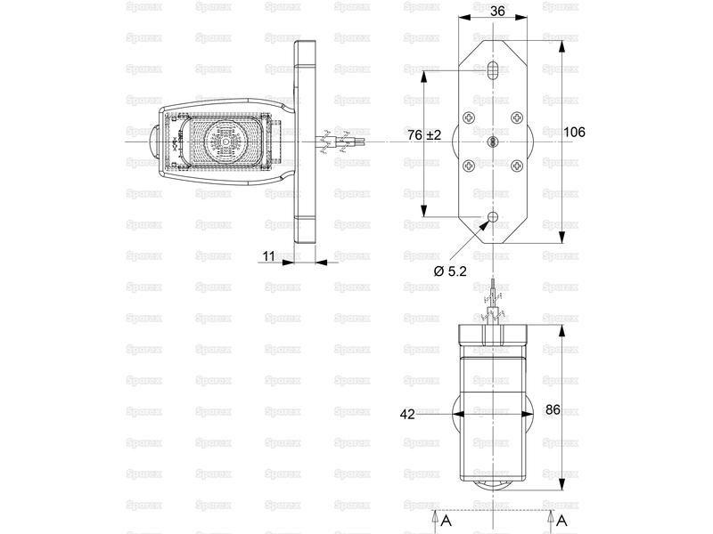 LED Outline Front, Rear & Side Facing Marker Light, RH & LH, 12-24V