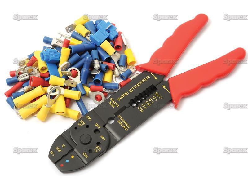 Pre Insulated Terminal Kit with Crimp Tool, Standard Grip Assorted (Agripak 80 pcs.)