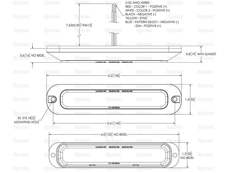 Directional Hazard LED, 6 LEDs, Light Colour: Clear