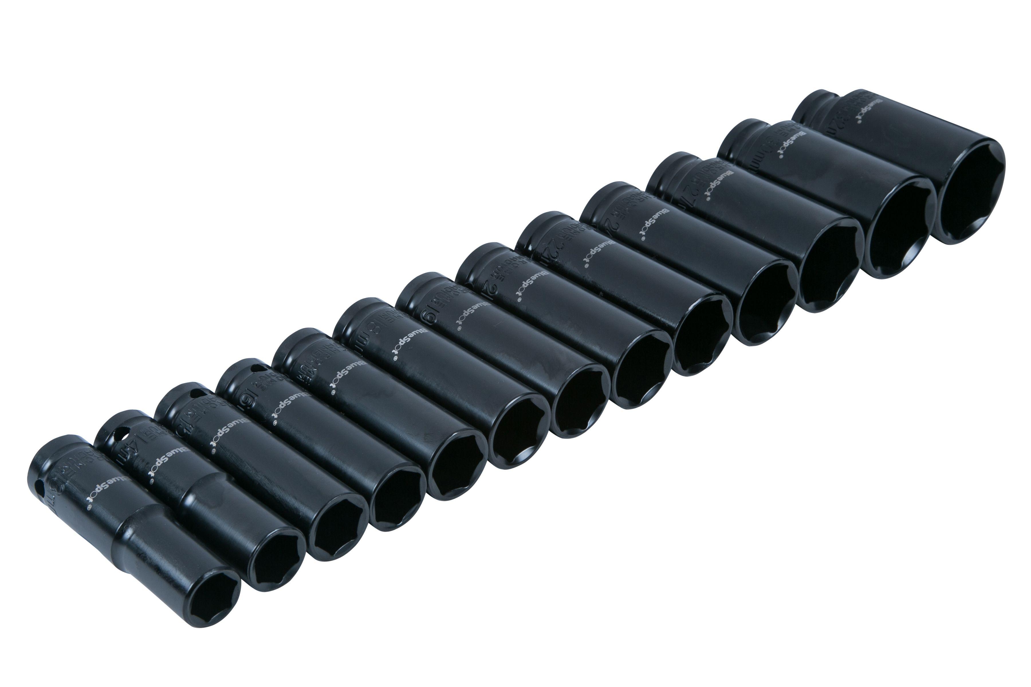 Blue Spot Tools 13 PCE 1/2" Metric Deep Impact Sockets (13-32mm)