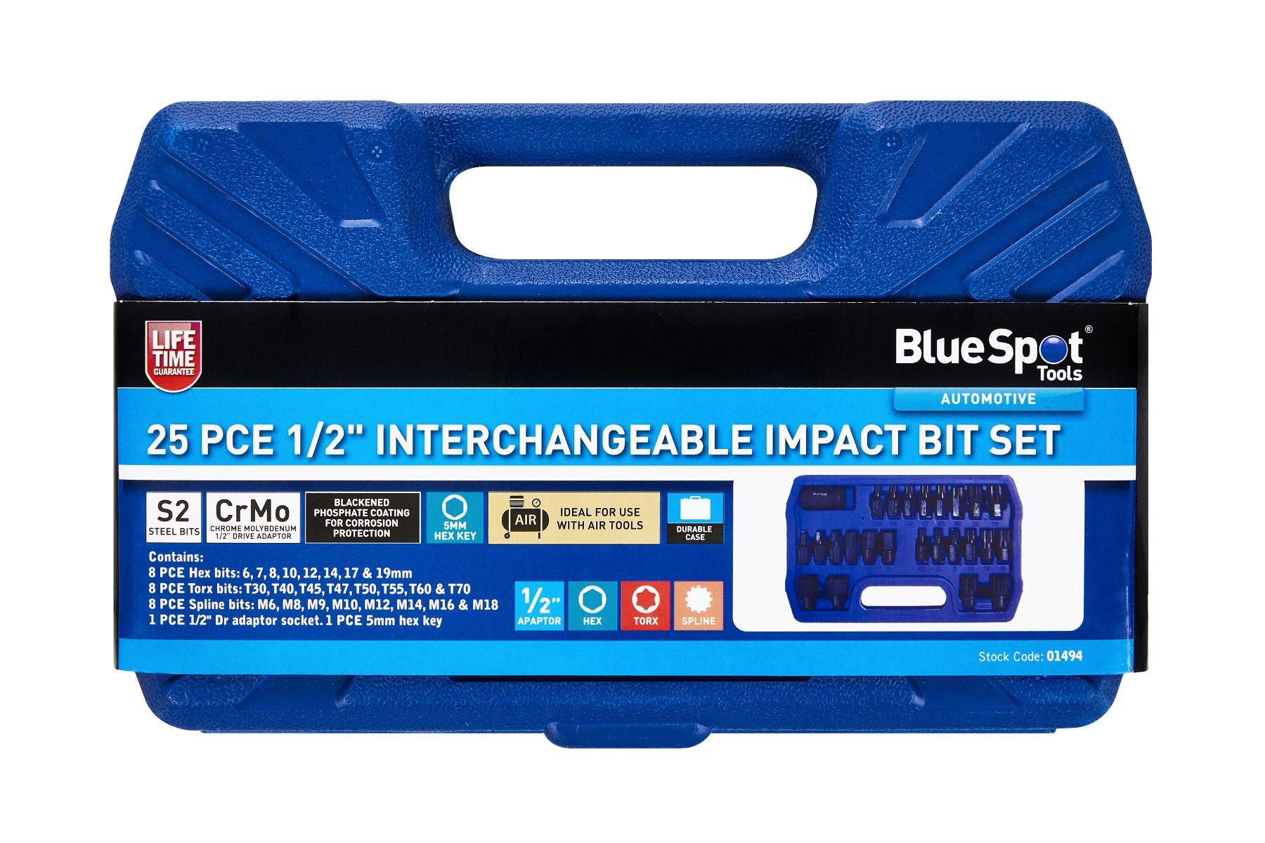 Blue Spot Tools 25 PCE 1/2" Interchangeable Impact Bit Set in BMC