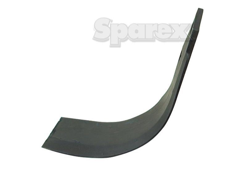 Rotavator Blade Curved LH 80x7mm Height: 205mm. Hole centres: 57mm. Hole Ø: 13.5mm. Replacement for Breviglieri, Howard for Howard E