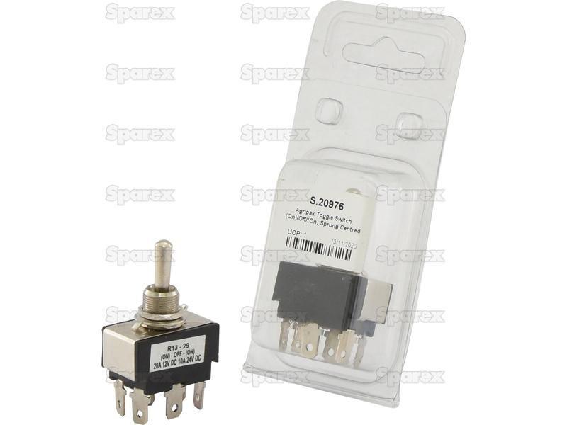 Agripak Toggle Switch, (On)/Off/(On) Sprung Centred