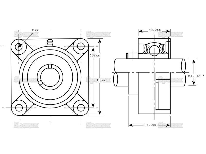 Sparex Four-Bolt Flanged Unit (UCF208-24) Bearings Reference (UCF208)