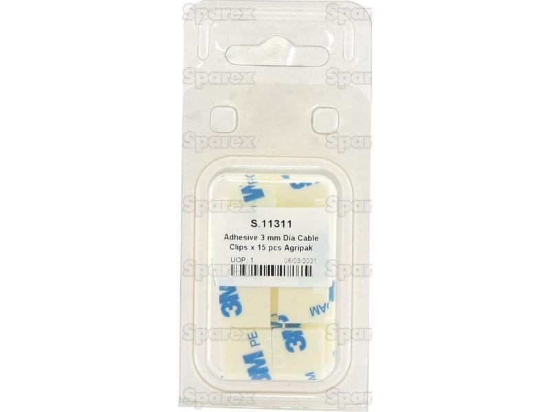 Adhesive 3 mm Dia Cable Clips x 15 pcs Agripak
