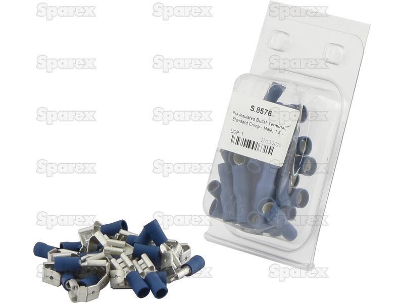 Pre Insulated Bullet Terminal, Standard Crimp - Male, 5.0mm, Blue (1.5 - 2.5mm) (Agripak 25 pcs.)