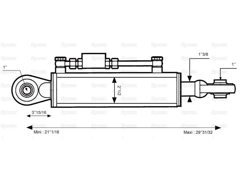 Hydraulic Top Link (Cat.2/2) Ball and Ball, Cylinder Bore: 63mm, Min. Length : 535mm. for John Deere 3040 (40 Series)