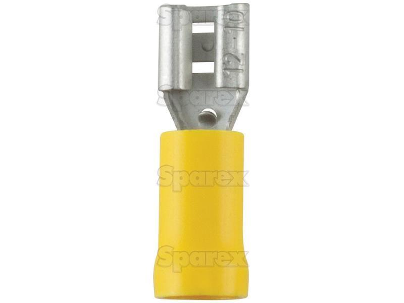 Pre Insulated Spade Terminal, Double Grip - Female, 6.3mm, Yellow (4.0 - 6.0mm)