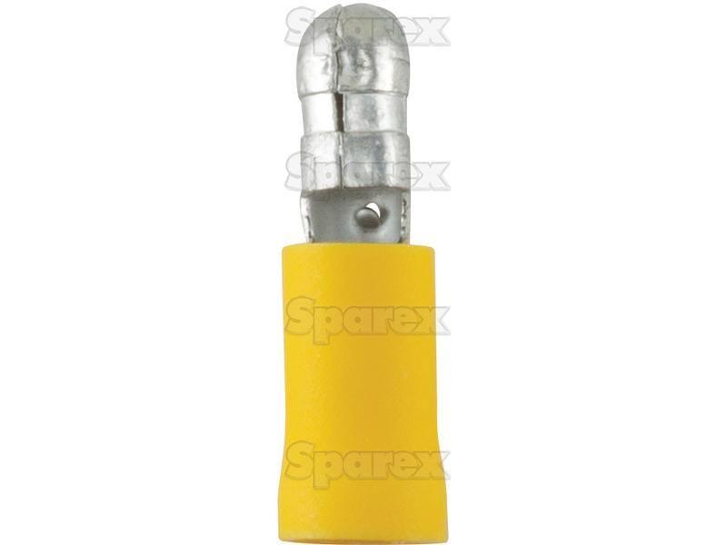 Pre Insulated Bullet Terminal, Double Grip - Male, 5.0mm, Yellow (4.0 - 6.0mm)